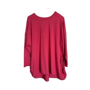 Cupio Sweater 2X Fruit Dove Step Hem Ruffled Relaxed 3/4 Sleeve NWT
